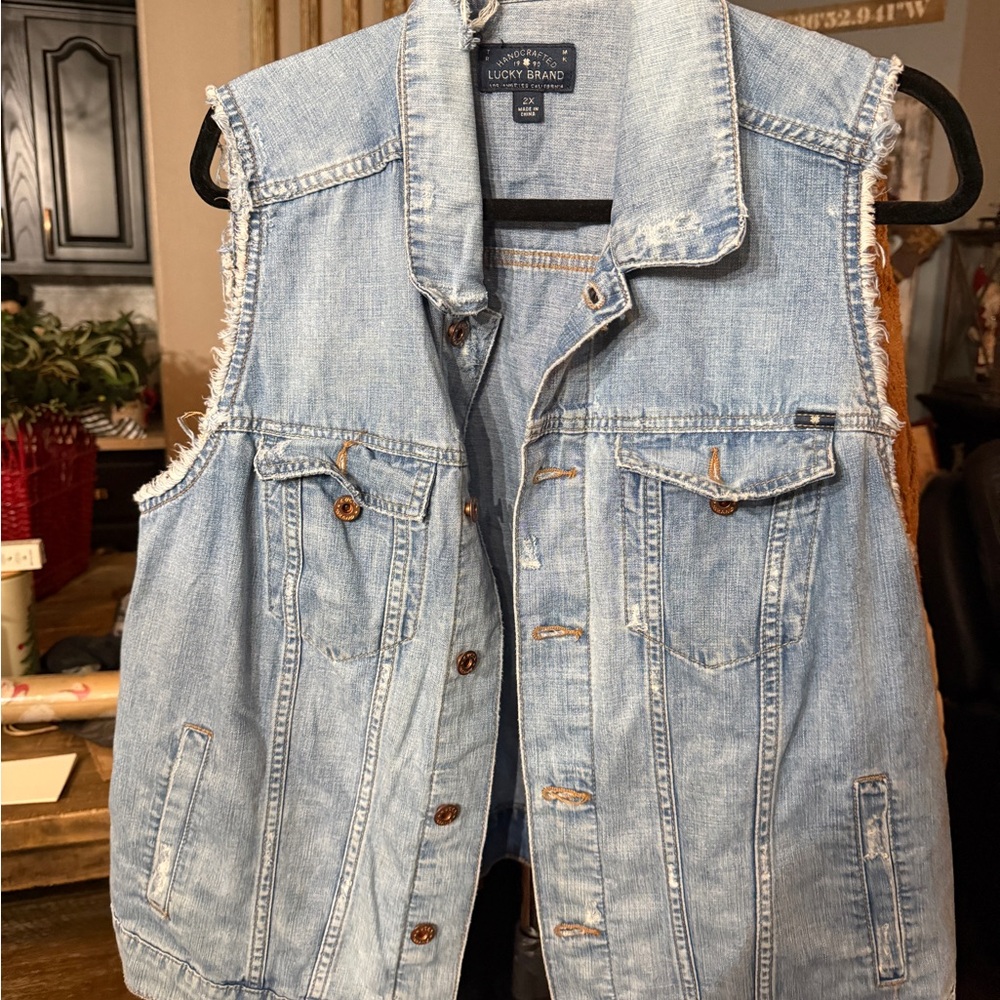 Lucky Brand Blue Denim Vest
